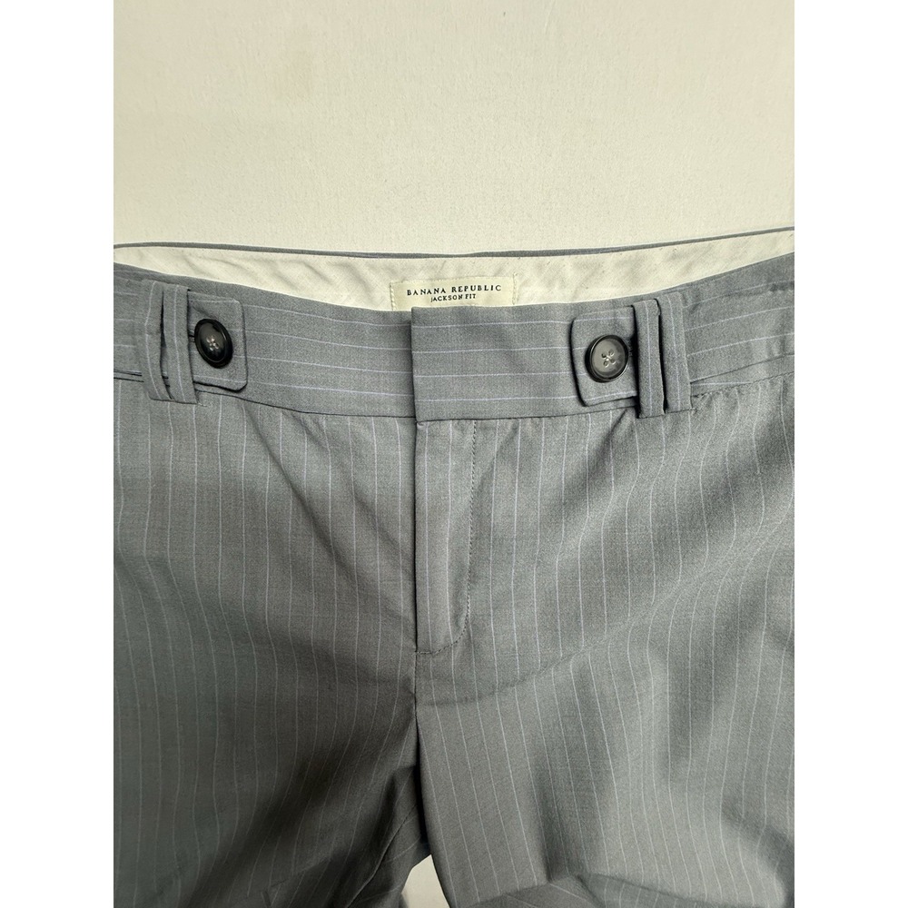 Banana Republic Jackson Fit Wool Pants 12P Gray Pinstripe Career 33x29 - Picture 9 of 16